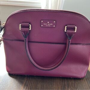 Kate Spade New York Burgundy Pebbled Leather Dome Satchel Crossbody